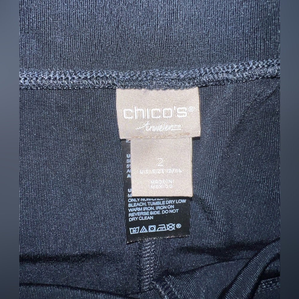Chicos Travelers Navy Blue Pull On Elastic Waist Wide Leg Pants 2 (12/14) - Picture 4 of 7